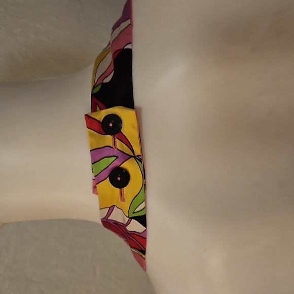 Vtg ROBBIE BEE Vibrant Multicolor Floral Mod Satin Halter Silk Dress - Picture 10 of 12